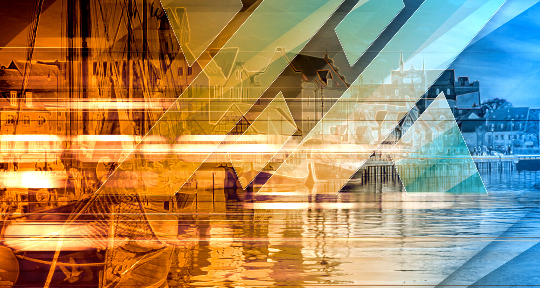 Hafen von Wismar mit dem Logo von Nexxt Umzüge und Transporte